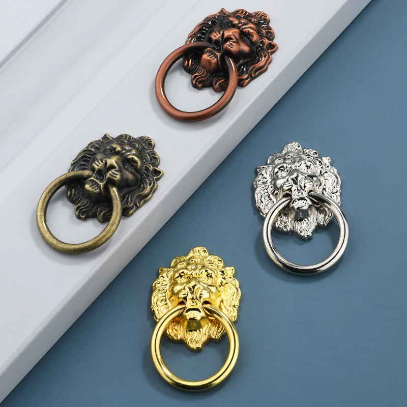 New Antique Bronze Lion Head Knobs Pulls for Dresser Drawer Cabinet Door Handles Knobs Door Knocker