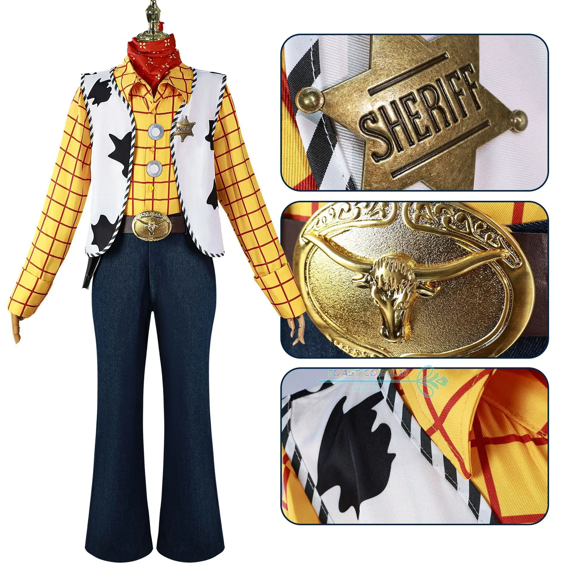 Adult Man Toys Cosplay Costume Woody Role-playing Cool Cowboy Clothings Fancy Halloween Outfit Full Set With Hat And Boots