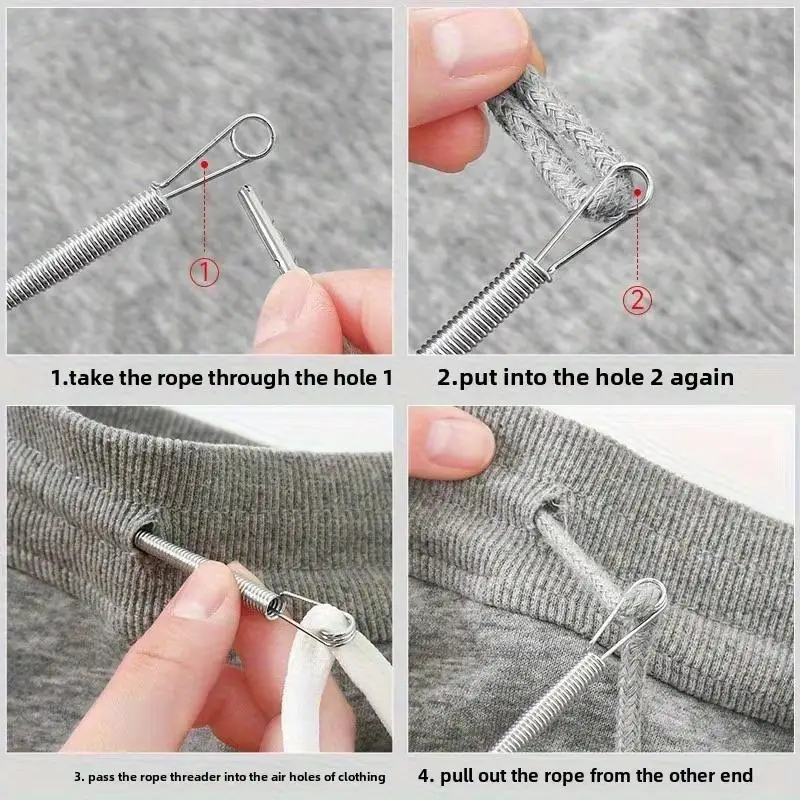 1/3/5 Stück Hoodie-Elastikband, Spitzenkordel, flexibles Kordelzugband, biegsames Federkordelzugband, Clip, DIY-Nähzubehör – Detail 4