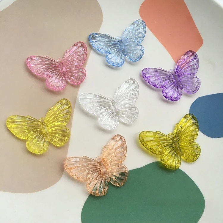 3D Acrylic Butterfly Charms Solid Color Exaggerated Style DIY Accessories for Earrings Necklace Hairpin Phone Case Decor