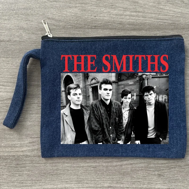 

The Smiths Punk Rock Morrissey Холщовая джинсовая косметичка-органайзер для путешествий, сумка для хранения мелочей, пенал, кошелек на молнии, подарок