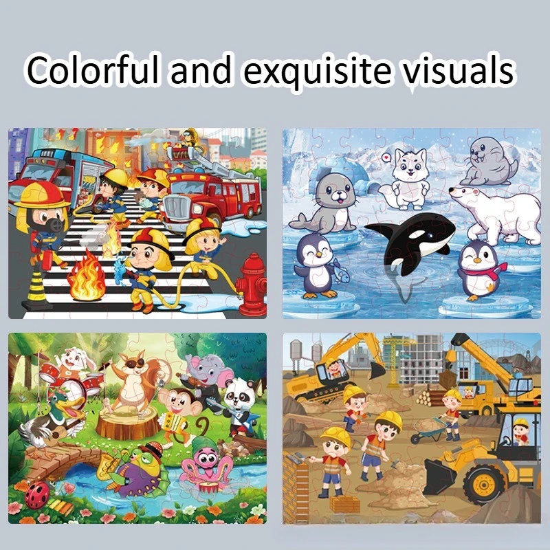 48 Pieces Children's Paper Puzzle Toys Educational Early Learning Kindergarten Souvenir Educational Gifts for Kids