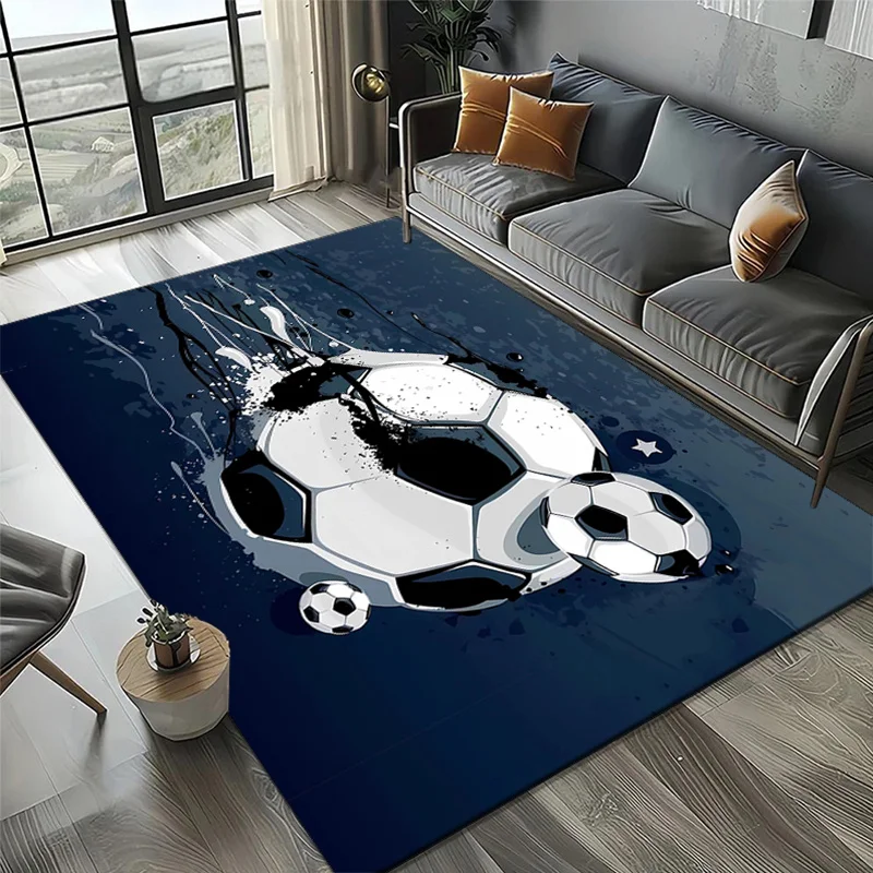Soccer Crystal Velvet Rug, Non Slip Carpet, Stylish Bedroom Living Room Decor, Perfect Office Bedside Mat, Sport Themed Accent