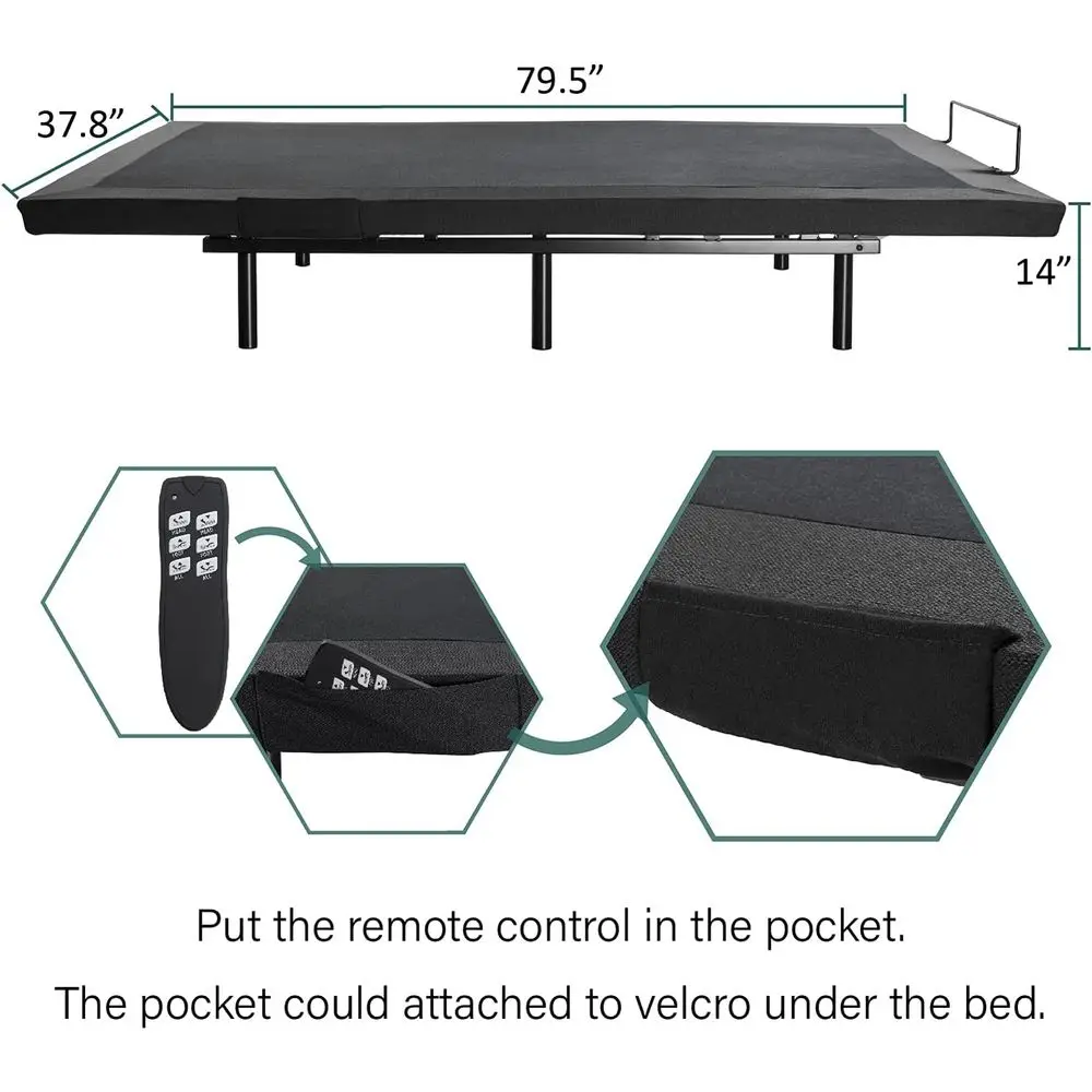 TXL Size Adjustable Bed e with 1.0 Generation Motor, WirelRemote, and oot Incline, Intelligent Sleep Aid, Zero-Gravity, High Wei