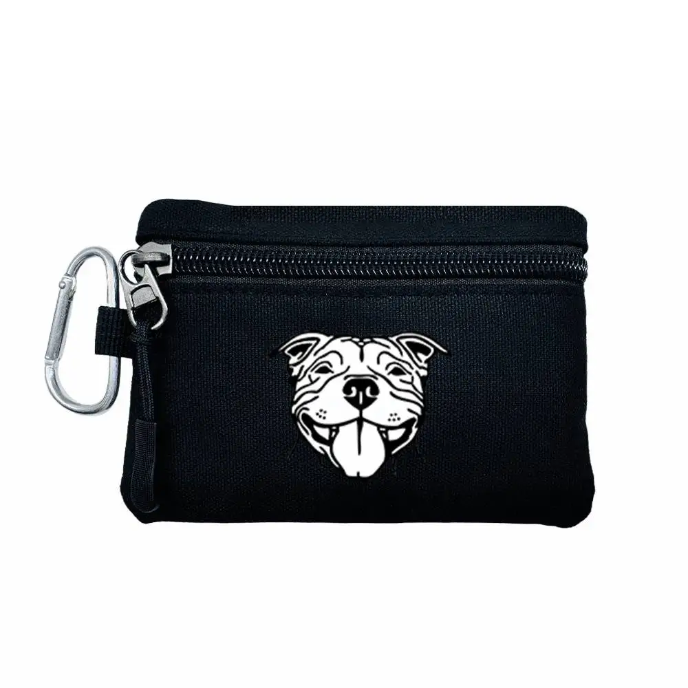 Smiling Staffordshire Bull Terrier Mini Coin Purse Portable Change Wallet for Keys Cards Cash Daily Outdoor Storage for Men