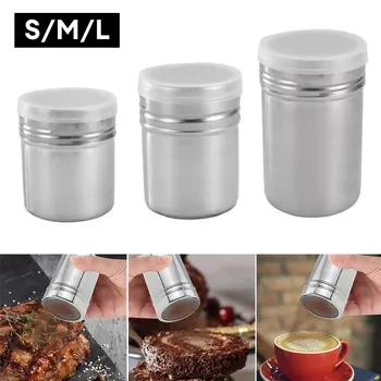 สแตนเลสสตีลกาแฟ Shaker โกโก้ช็อกโกแลตแป้งผงน้ําตาลตะแกรงกรองโฟมสเปรย์ครัวเค้ก BBQ เครื่องมือพร้อมฝาปิด