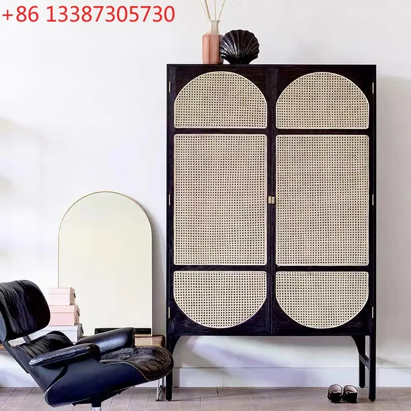 

Шкаф из ротанга из массива дерева, раздвижная дверь, китайский шкаф для спальни