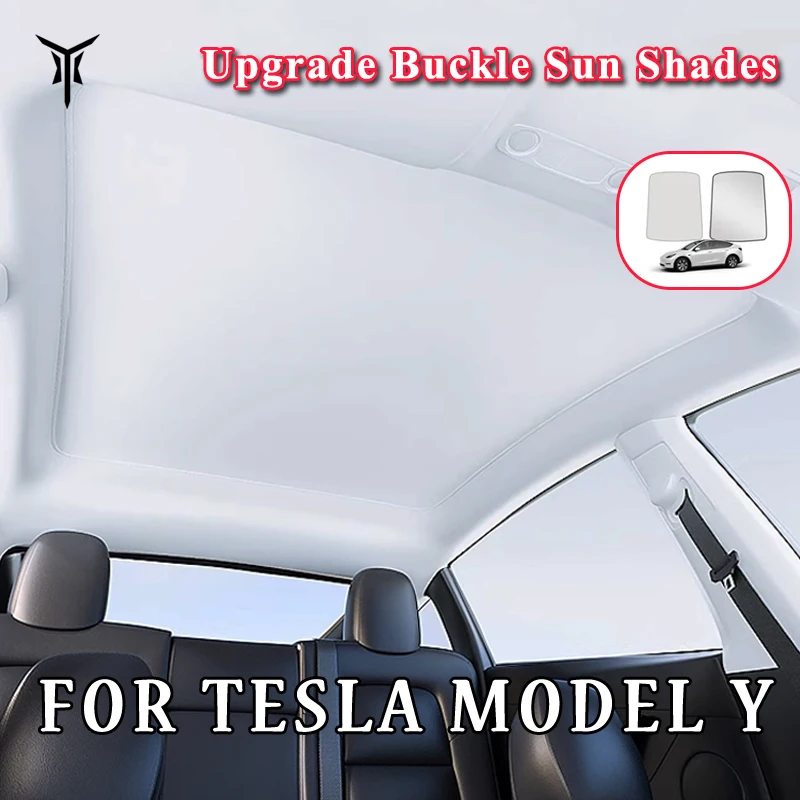 

For Tesla Model Y 2021-2023 Collapsible Roof Skylight Sunshade Protector with Snap Upgrade Glass Roof Protector