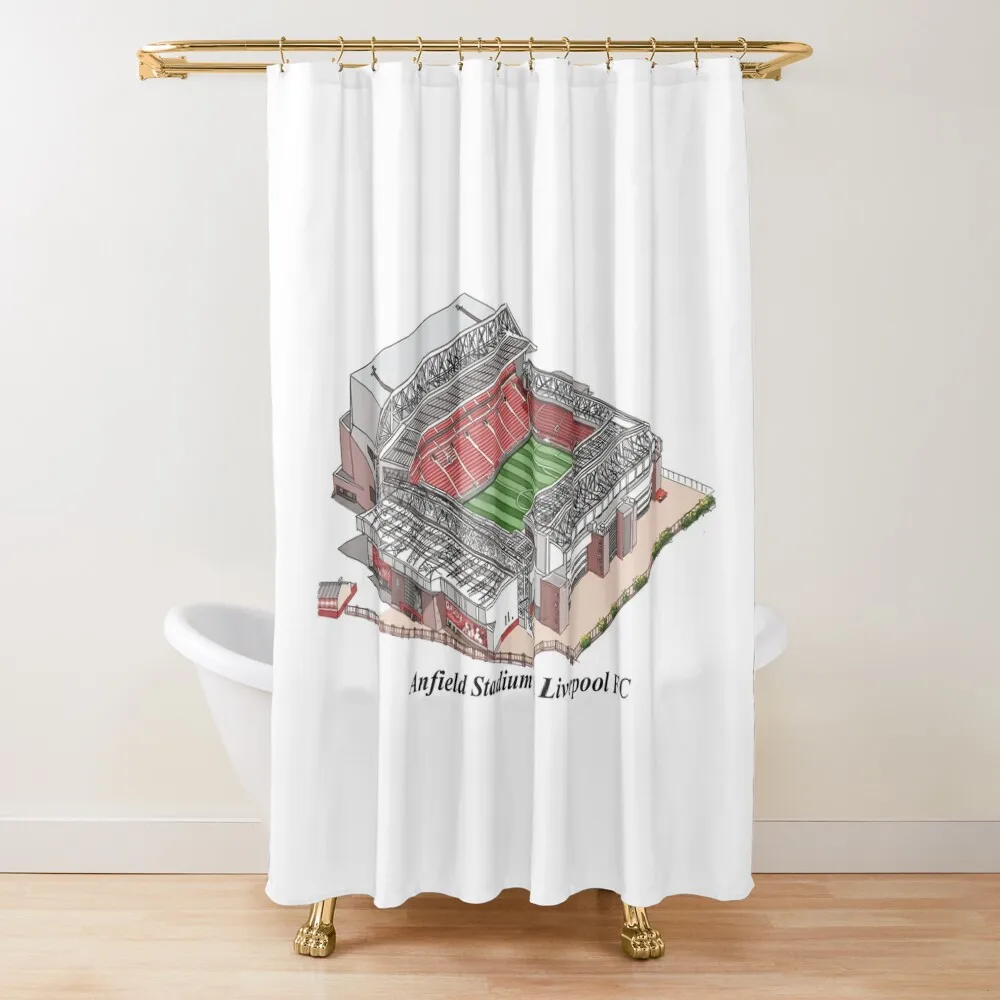 Drawing/Sketching of Anfield Stadium Liverpool FC Shower Curtain Waterproof Shower Accessories For Shower And Services Curtain