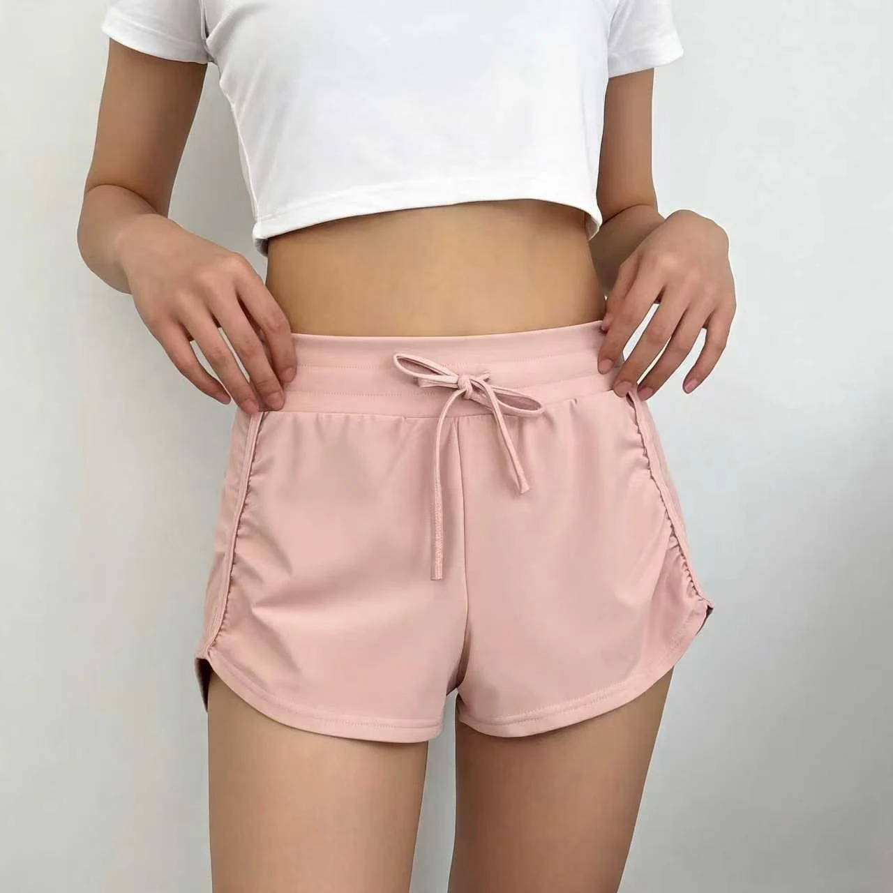 Fitness Pants Yoga Two-In-One Shorts Sports Shorts Badminton Women's High-Waisted Slimming Summer Quick-Dry Running Training Shorts