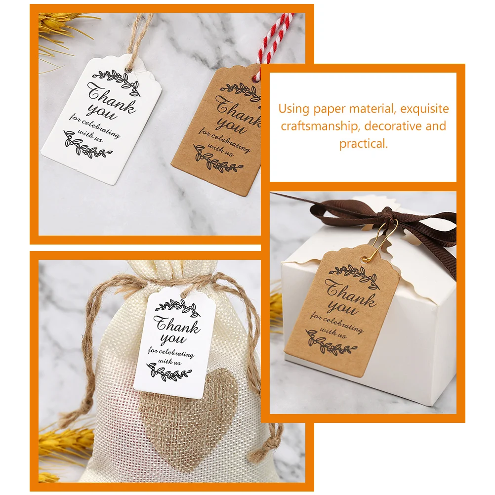 

200 Pcs Gift Card Thank You Paper Party Labels Portable Lightweight Wedding Crafts Decorations Business Cards for Gifts