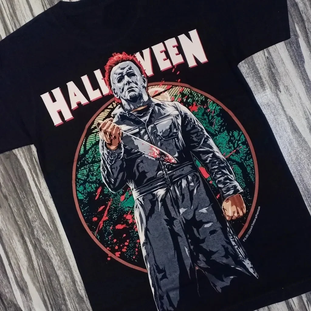 Halloween Michael Myers Slasher Horrorfilm Vintage Grafik T-Shirt Baumwolle Herren Damen Streetwear T-Shirt – Detail 4