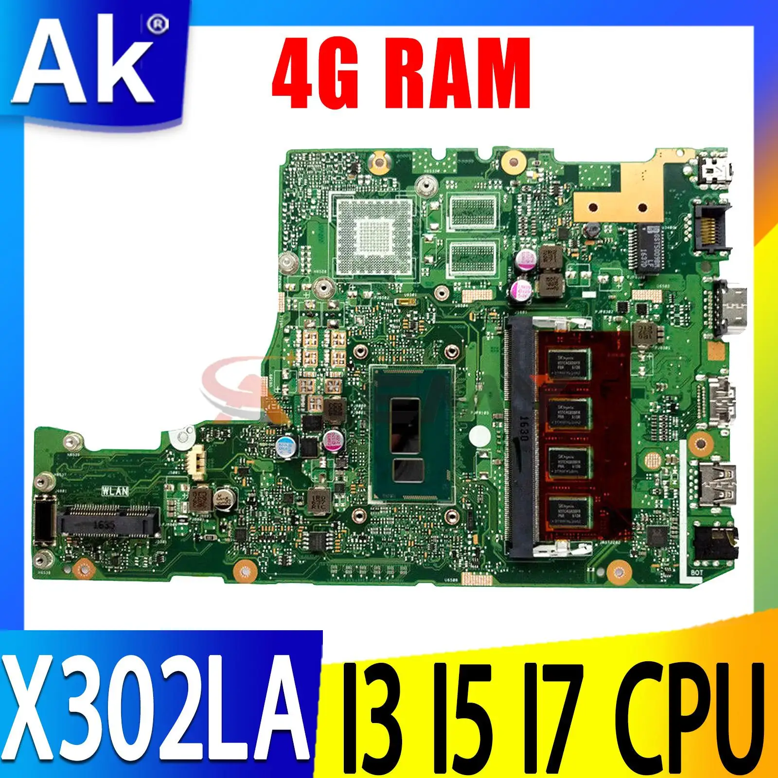 

X302LA Notebook Mainboard For ASUS X302LA X302L X302LJ Laptop Motherboard with I3-5005U I5-5200U I7-5500U CPU 4GB-RAM