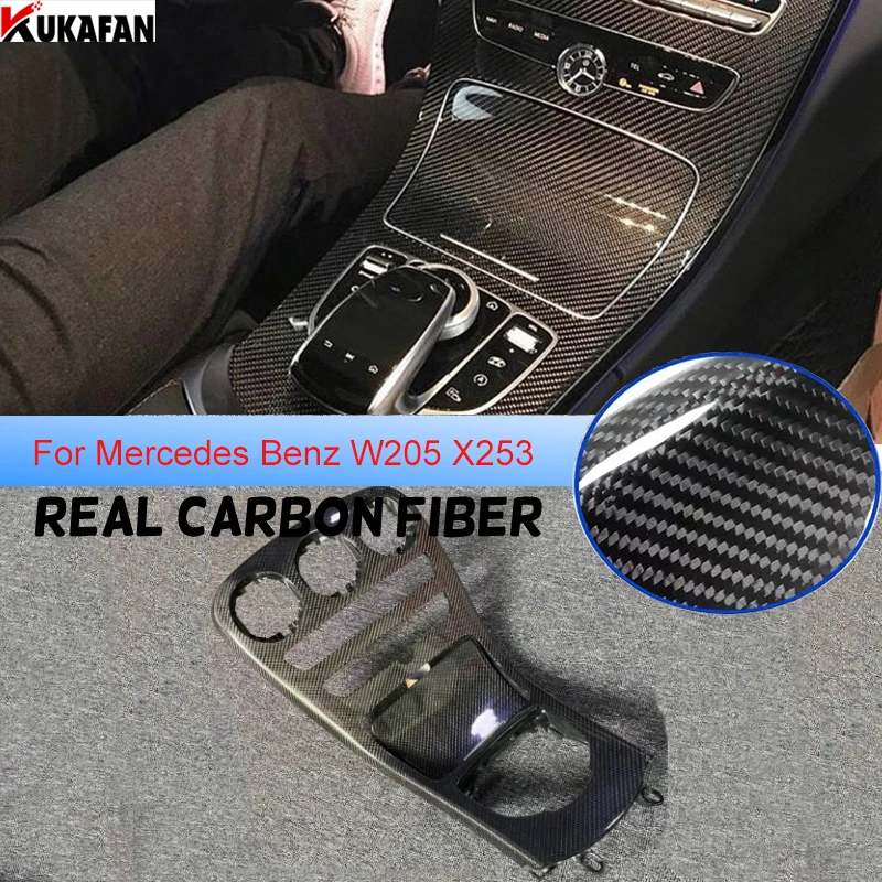 

Replacement Carbon Fiber Car Central Control Gear Shift Panel Cover Interior Trim For Mercedes Benz C GLC Class W205 X235 AMG