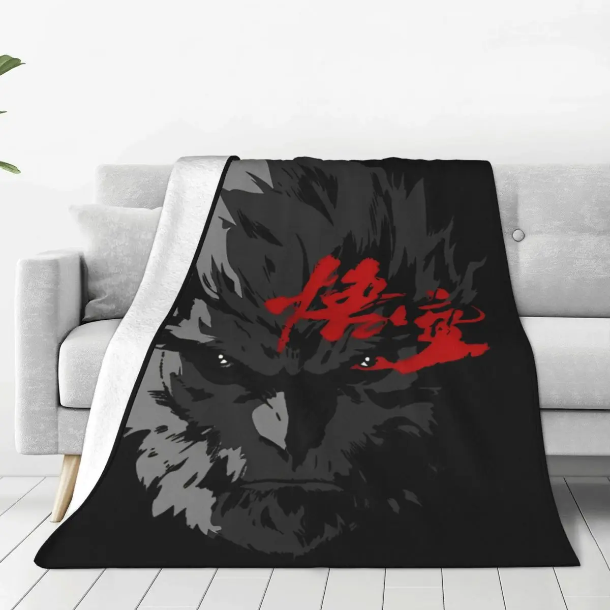 Black Myth Wukong Video Game Blankets Velvet Decoration Monkey King Games Cozy Lightweight Thin Throw Blankets Travel Bedspreads