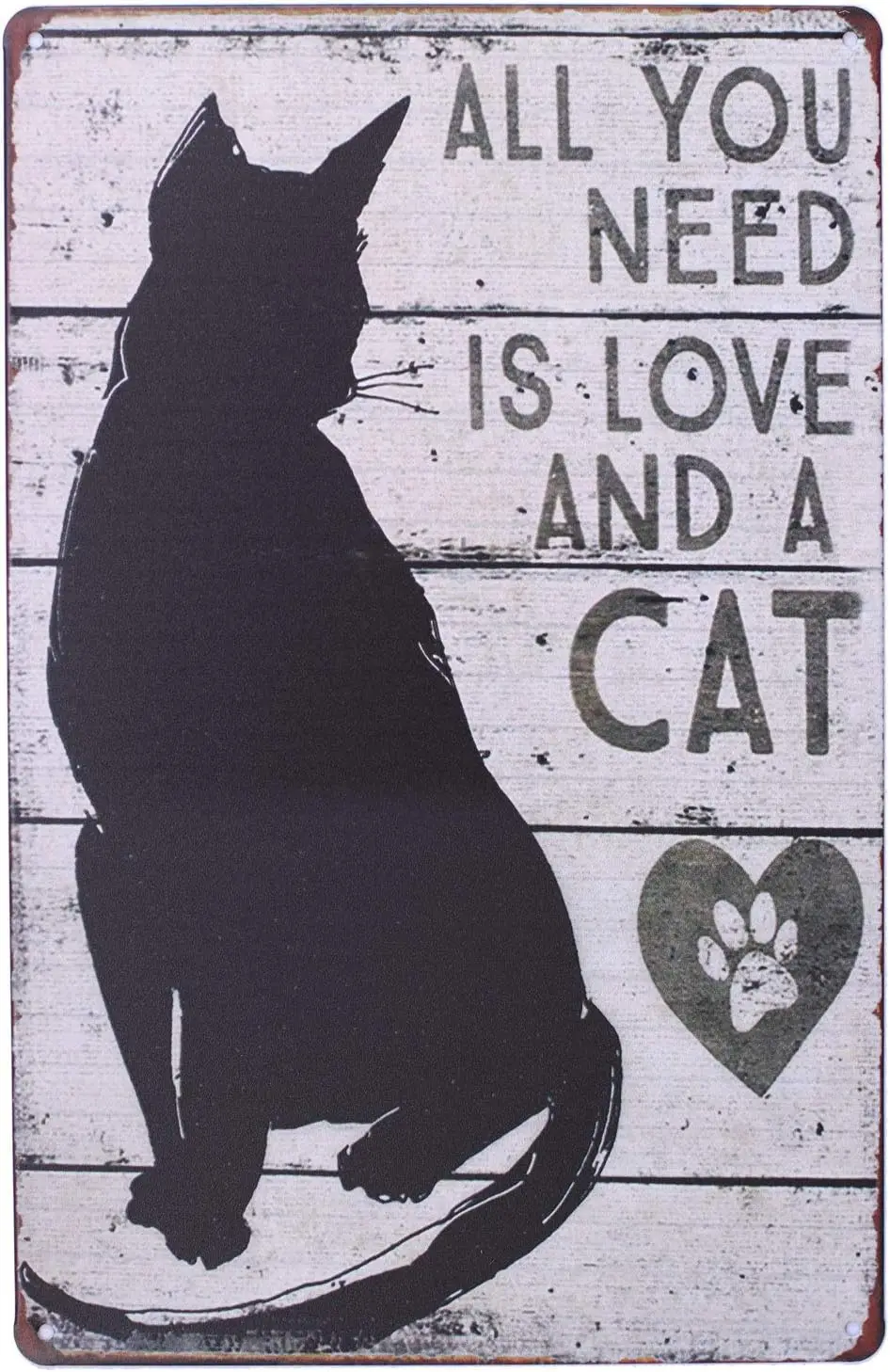 SUMIK All You Need is Love and a Cat, Metal Tin Sign, Vintage Art Poster Plaque Home Wall Decor