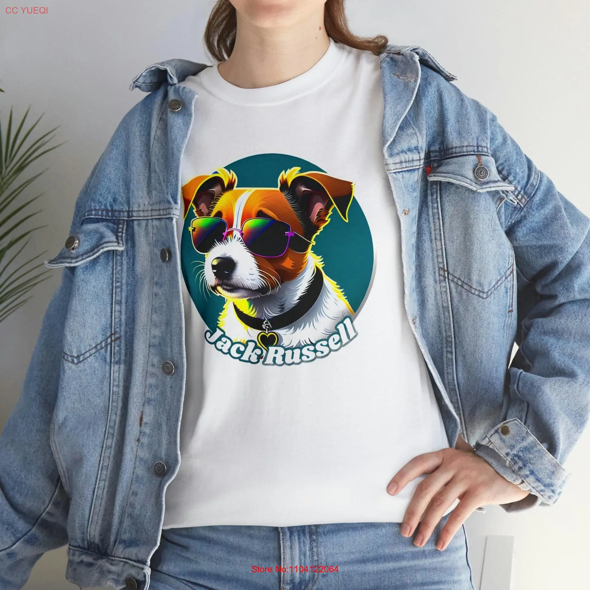 Jack Russell Terrier wearing sunglasses graphic tee Heavy Cotton T Shirt long or short sleeves