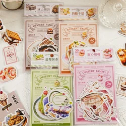 30pcs/pack Paper Stickers Dessert Family Bread Pudding Cake Icecream Theme Scrapbooking Journaling Decorative Collages