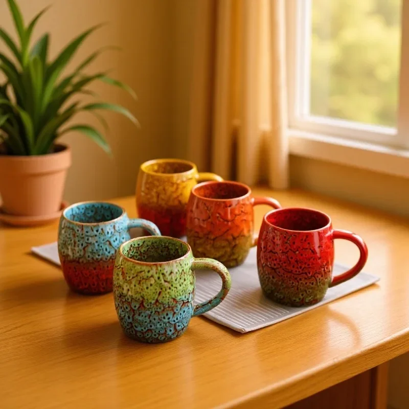 Retro Kiln-turned Coffee Cup American Latte Ceramic Mug Mark Beer Mug Multicolor Tea Infuser Teapot Colorful Tea Tea Mug Cups