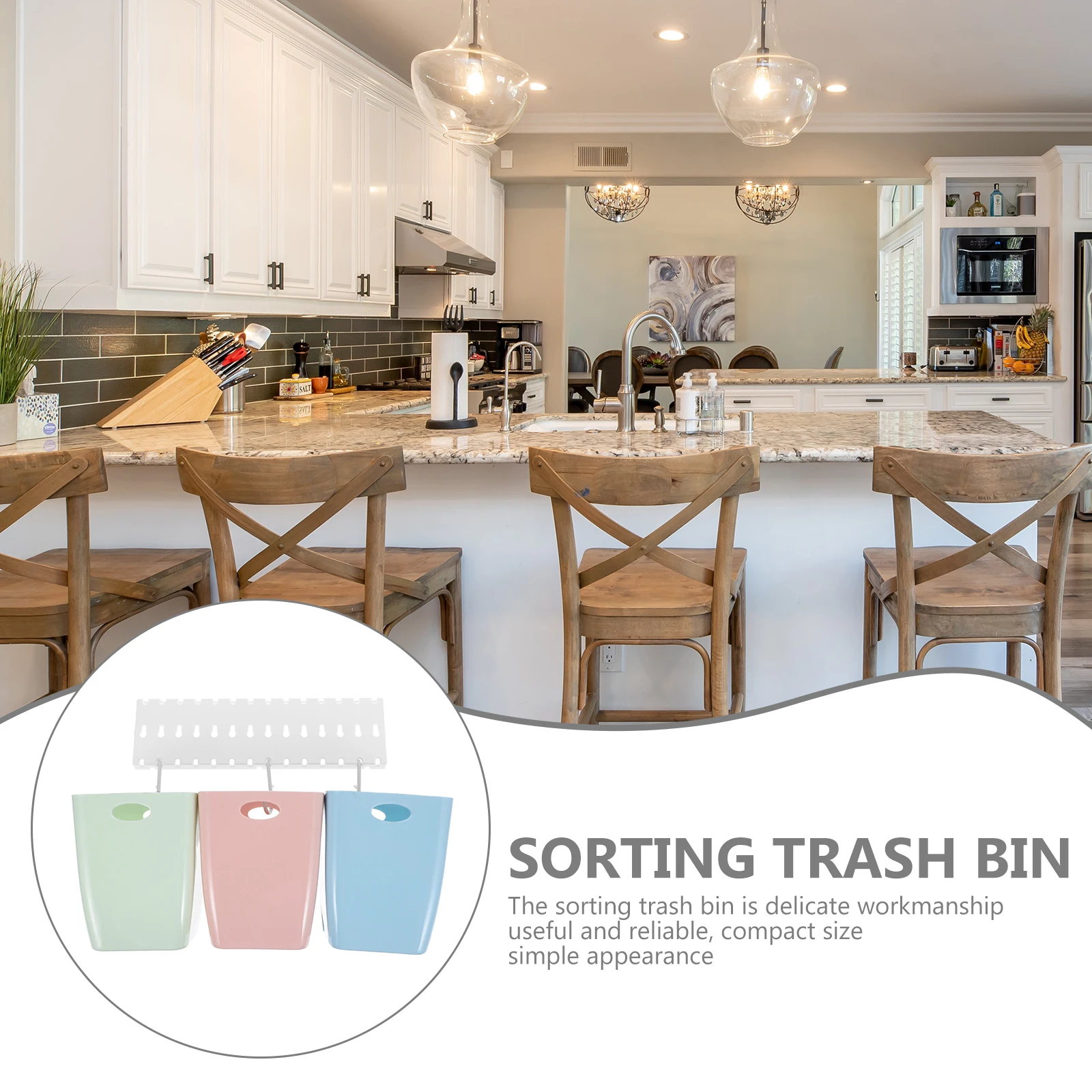 

1Set Wall Sorting Trash Bin Set Premium Quality Space Saver Kitchen Organizer Simple Installation Recycling Bins