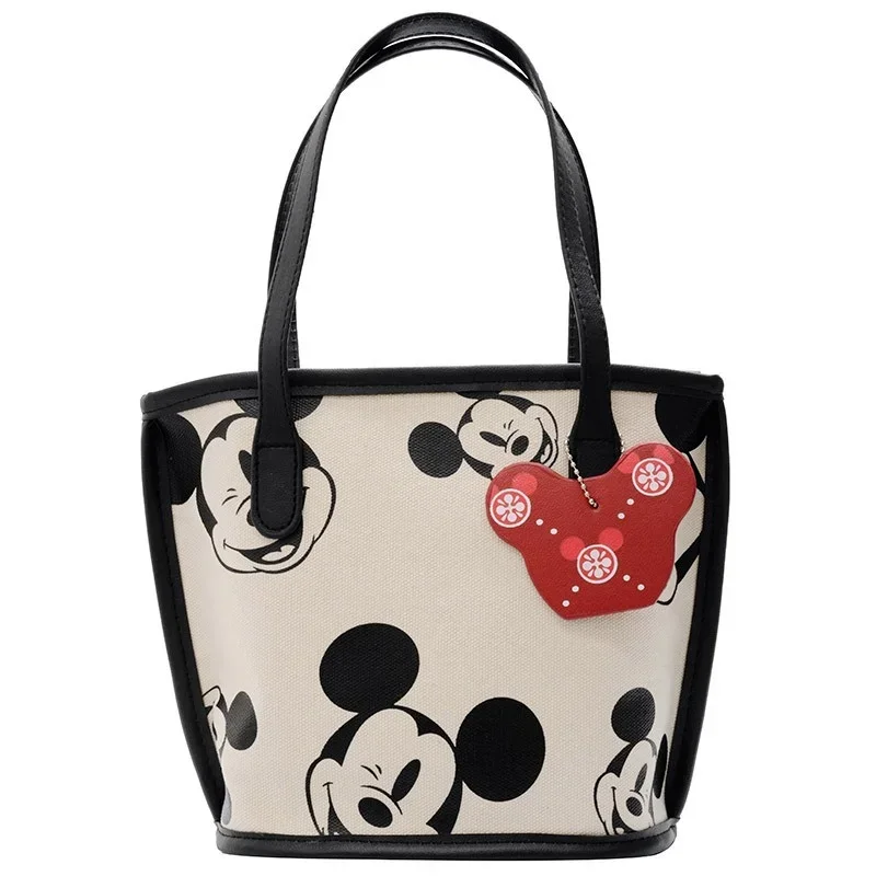 2024 New Disney Mickey Fashion Women\'s Handbag Canvas Large Capacity Casual Shoulder Bag Girls Makeup Storage Bag Ladies Bag