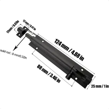 Balení 4 ks 5palcových závorových zámků s posuvnou západkou, těžký zámek s posuvnou západkou, bezpečnostní posuvná západka, zámek dveří, posuvná západka, černá 8 nejlepší prodej zámek závory hlavně - №6