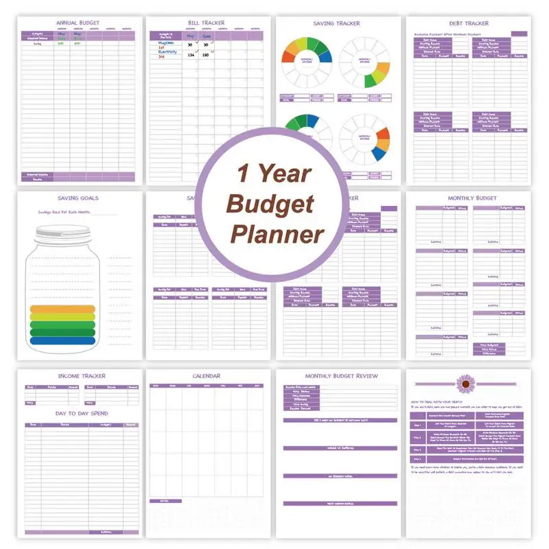 Financial Planner Portable And Practical Budget Planner Book Budget Notebook With Cute Pig Paperclip And 6 Color Ballpoint Pens