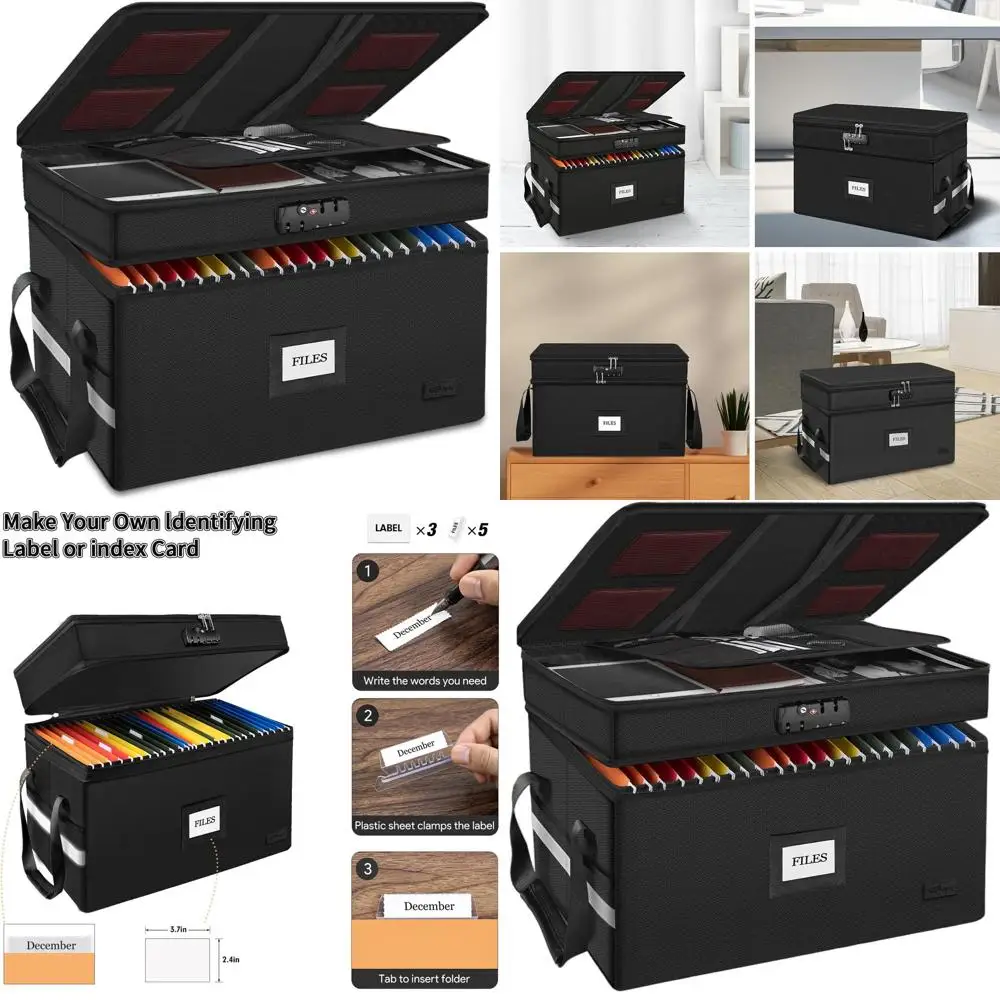 

Портативный складной файловый бокс формата Legal с замком и двухслойным органайзером для офисного хранения