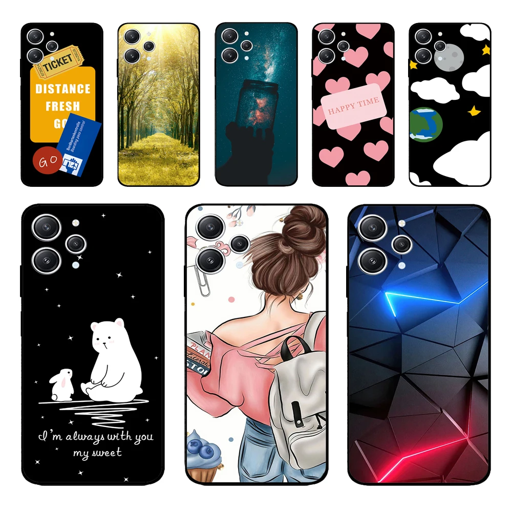 For Redmi 12 Case For Xiaomi Redmi 12 2023 Soft Silicone Back Cover Flower TPU Case For Xiomi Redmi 12 Redmi12 Phone Funda 6.79\