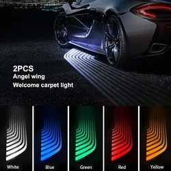 Angel Wings LED Car Door Light white blue red green color projector ange led carpet Puddle light underglow fit all cars bosclear