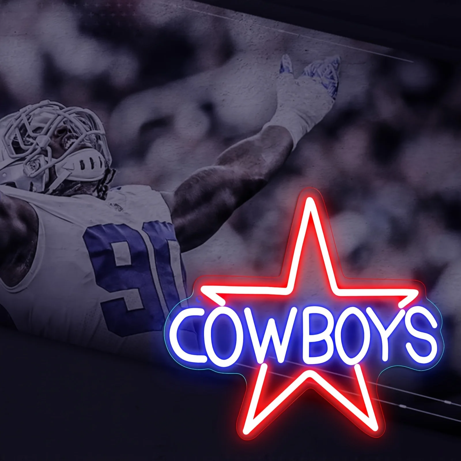 Cowboy Football Neon Sign for Wall Decor sports Team Neon Light Signs for Man Cave Bedroom Boys Home Bar Club Party Gifts