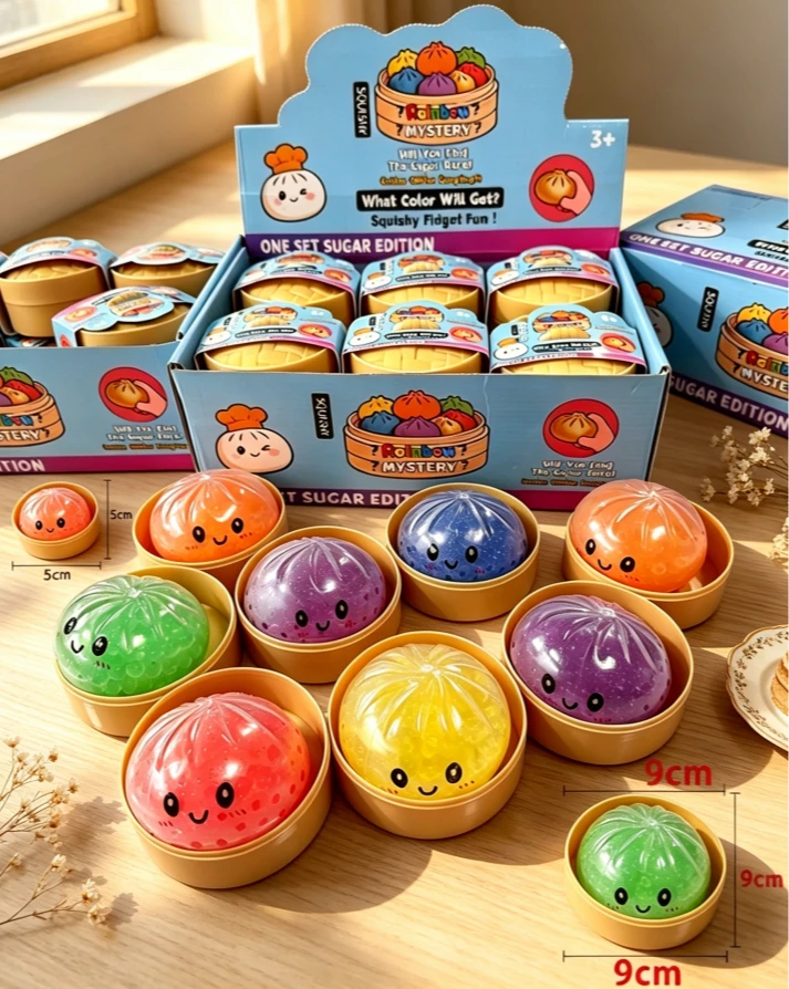 Boîte Mystère Glitter Dumpling : 6 Balles Anti-Stress Couleurs Aléatoires, Jouet Sensoriel Esthétique pour Bureau, Cadeau Créatif Anti-Stress pour le Bureau