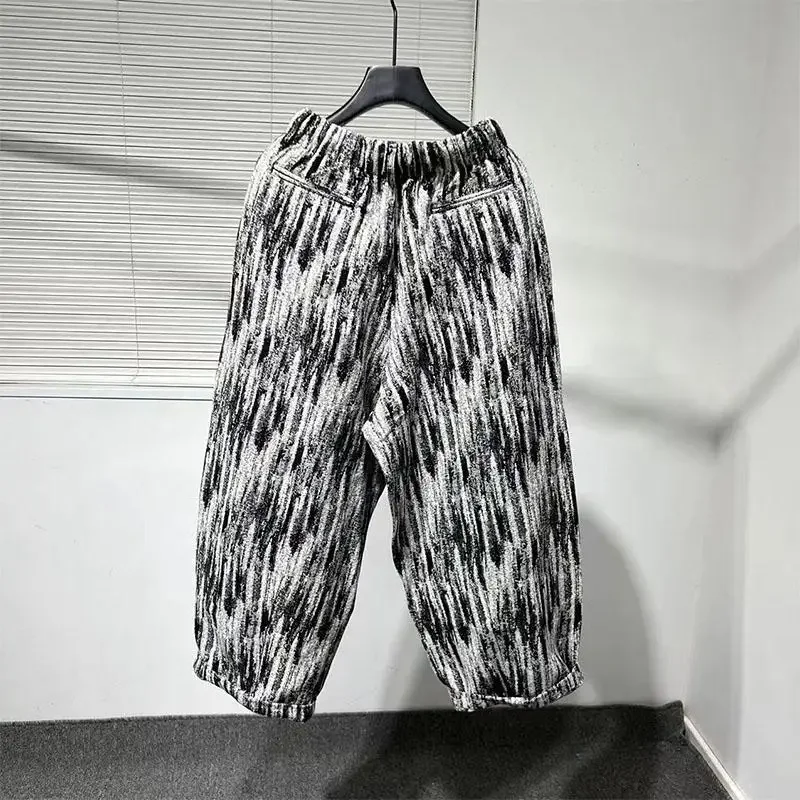 2024 Autumn Winter Retro Tie-dye Loose Comfort Thickened Wide-leg Trousers Men's High-end Trendy Versatile Casual Haren Pants