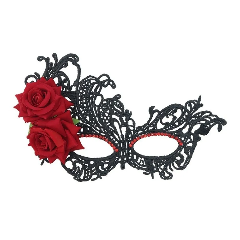Lace Pattern Masquerade Mask Seductive Style Simulated Rose Halloween Festival Party Mask Party Costume Cosplay