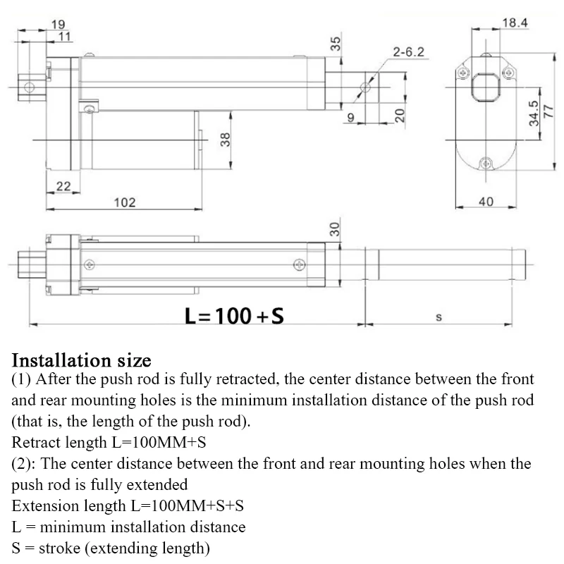 DC 12V/24V Electric Linear Actuator with RF Remote Controller 100N/300N/500N/700N~Linear Drive Motor 20mm 30mm 50mm~450mm Stroke