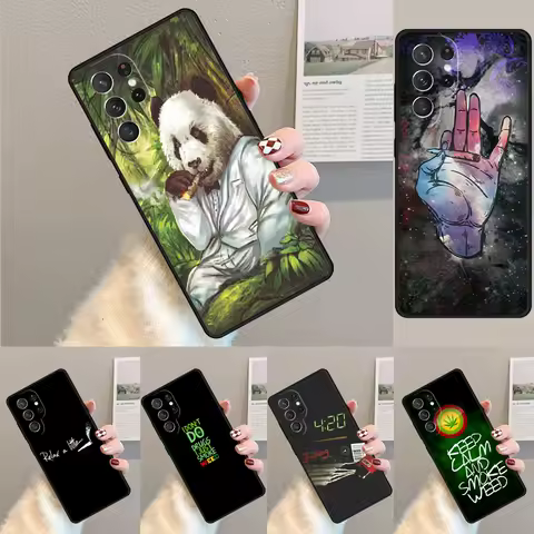 Cover For Samsung Galaxy S24 Ultra S21 S22 S8 S9 S10E Note 10 20 Plus FE S23 Weed Cigarette Smoking Phone case Coque