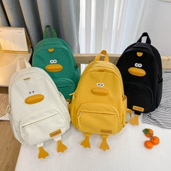 Canvas Kids Backpack School Bag for Girls Boys Cartoon Duck Children Travel Bags Portable Primary Child School Backpacks