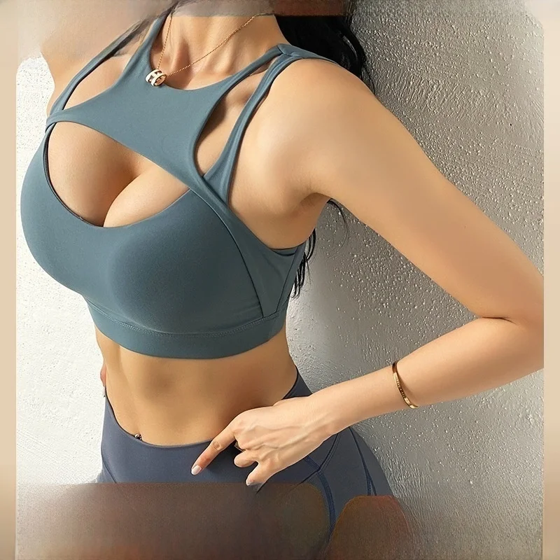 

Персиковый сексуальный спортивный бюстгальтер с вырезами на заказ, пуш-ап с пузырьковой накидкой, красивая спина, жилет для йоги и фитнеса для женщин