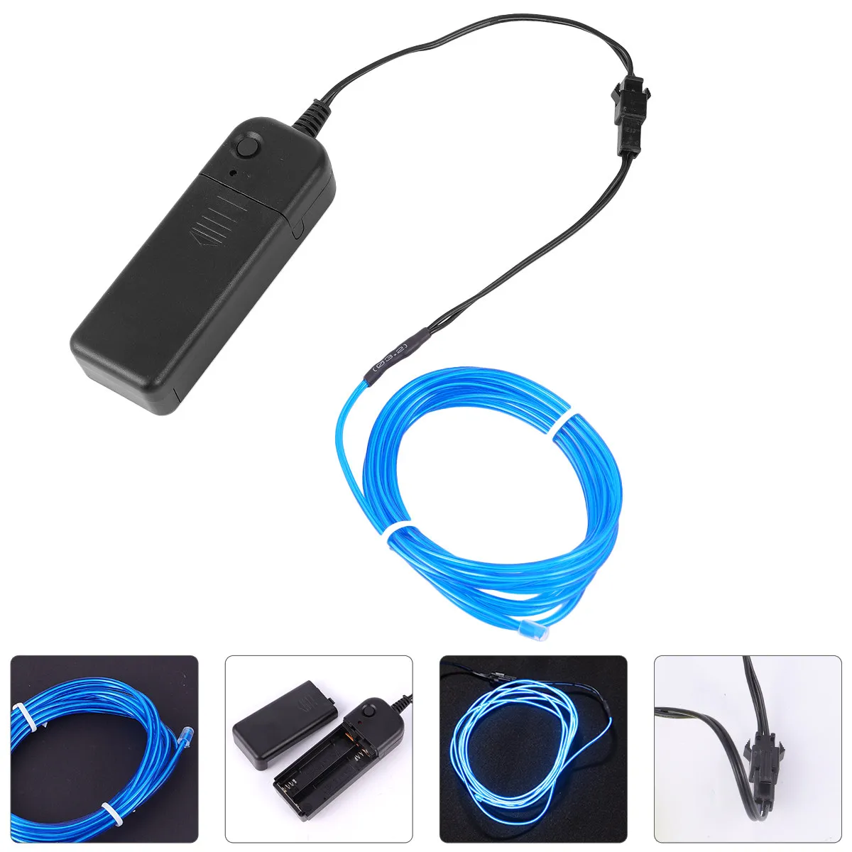 2m Electroluminescent Glowing Wire Flexible Cuttable Decorative Light for Camping Halloween Christmas Party Strobing Cable