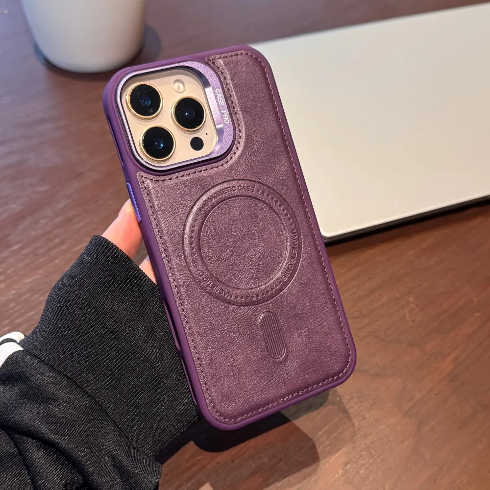 عدسة مغناطيسية غير مرئية بشريط جلدي مناسبة لهاتف iPhone 11-16 Promax غطاء حماية، شامل ومضاد للسقوط