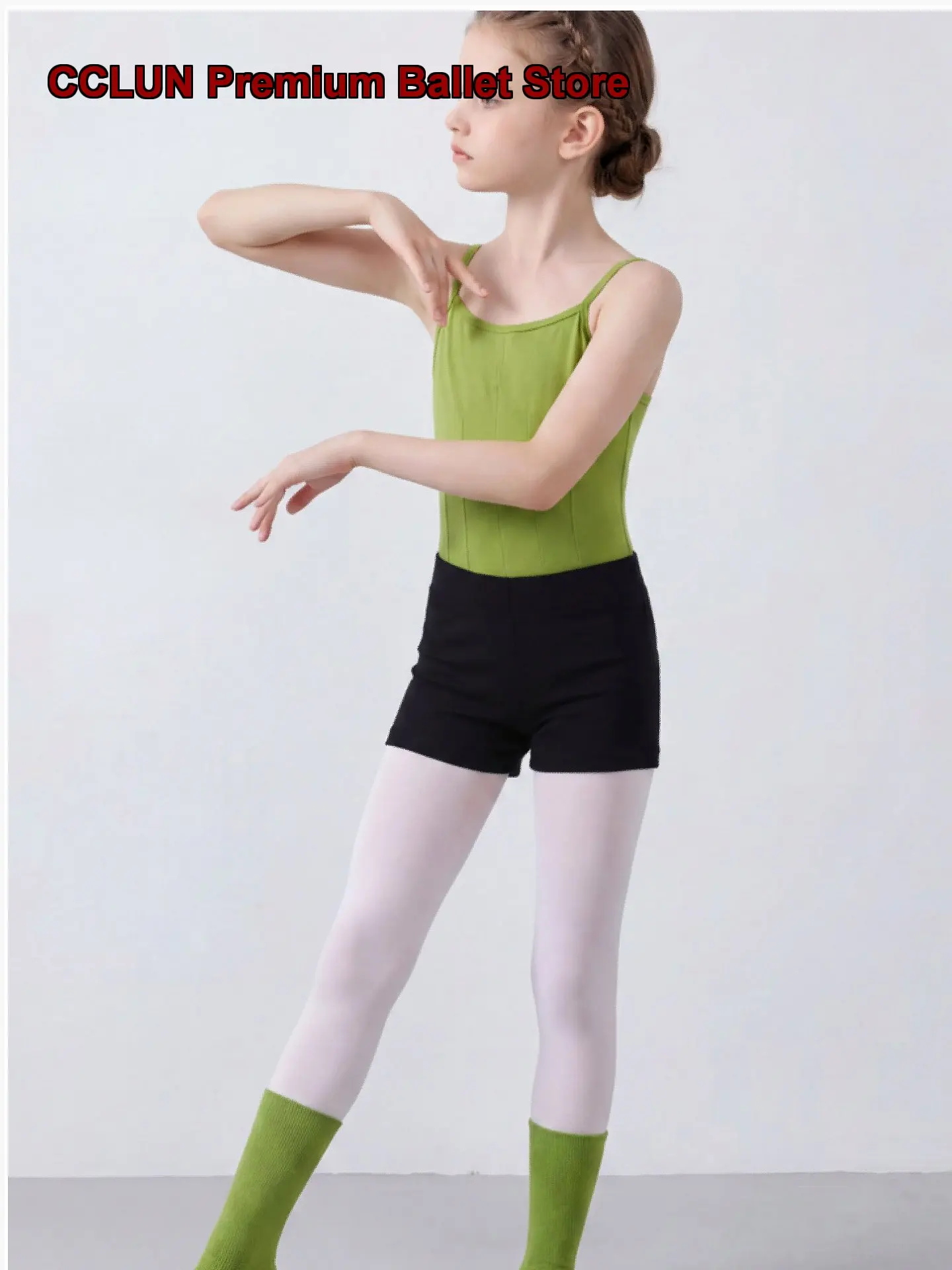 Children's Girls Dance Green Camisole Body Suit Summer Jump Set Toddler Chinese Dance Kids