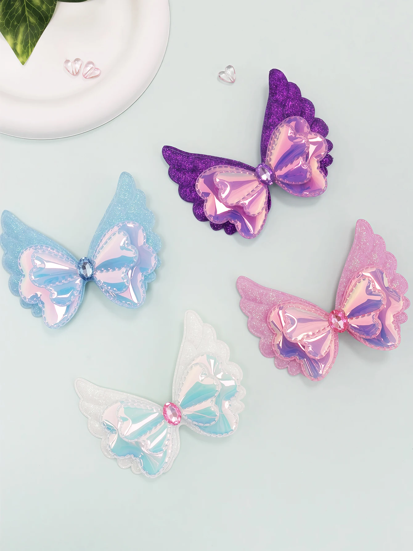 

Sweet, lovely, shiny, colorful and fairy-tale-like hairpins with angelic butterfly wings for little girls
