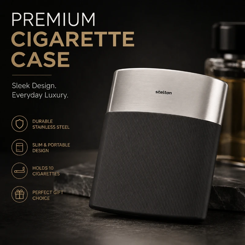 Stelton Portable Business Cigarette Box 10/20 Thick Pack Plastic Metal Cigarette Box Personalized Smoking Gift  New 2026