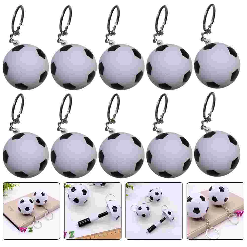 10 Pcs Football Keychain Retractable Pen Ballpoint Black Small Gifts for Coworkers Personalized Pens Fun Ink
