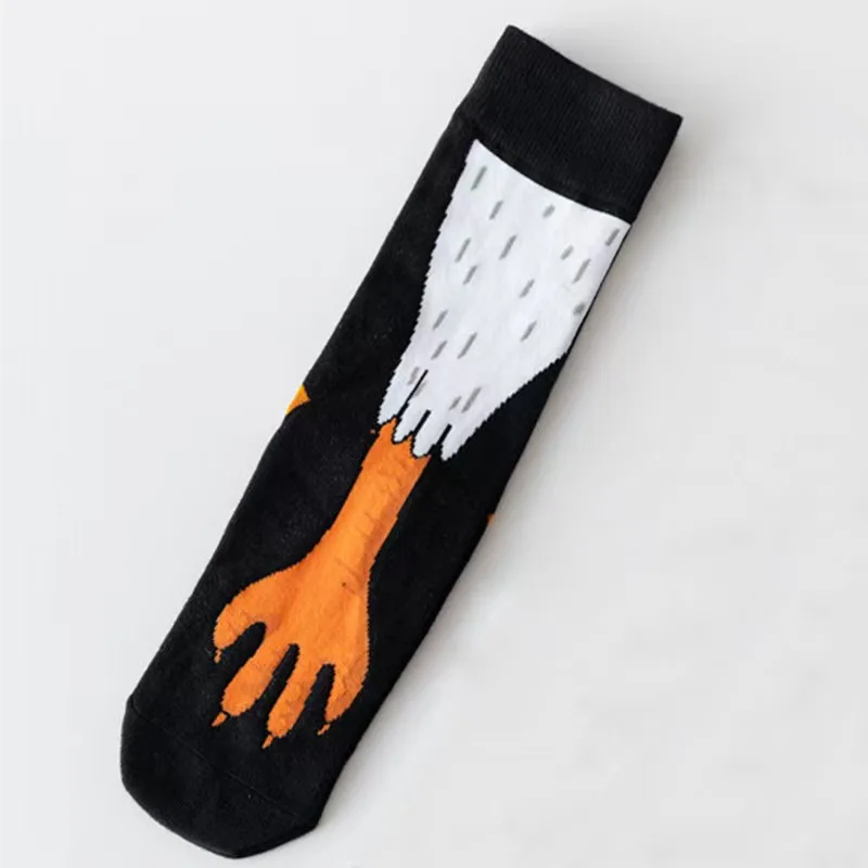 1/3 Mittelsocken mit doppeltem neutralem Hühnerkrallenmuster, einzigartige, modische, kreative Tierdruck-Paar-Freizeitsocken für alle Jahreszeiten