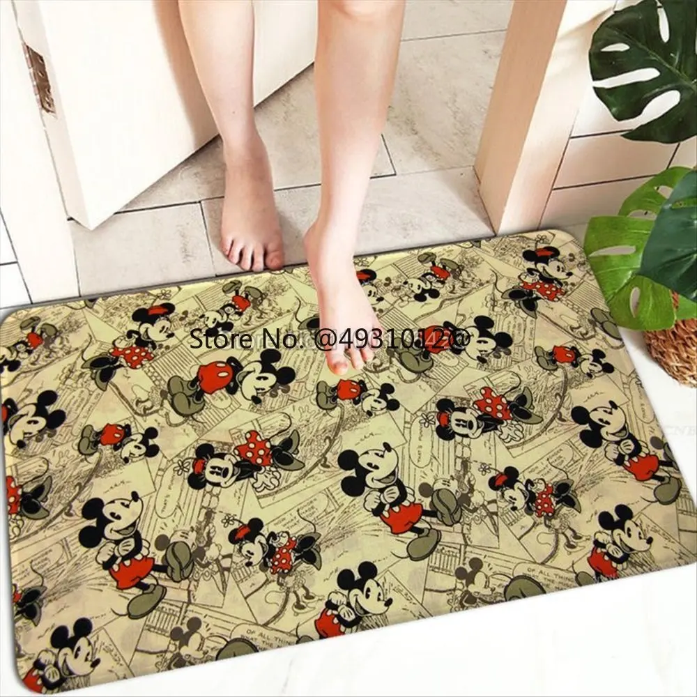 Disney-alfombra de Mickey y Minnie Mouse para cocina, tapete rectangular antideslizante para el hogar, suave, para puerta delantera, interior y exterior