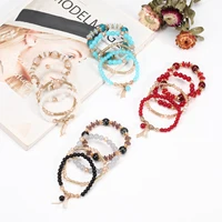 Bohemian Stackable Bead Bracelets for Women Multilayered Bracelet Pendant Charm Stretch Bangles 3
