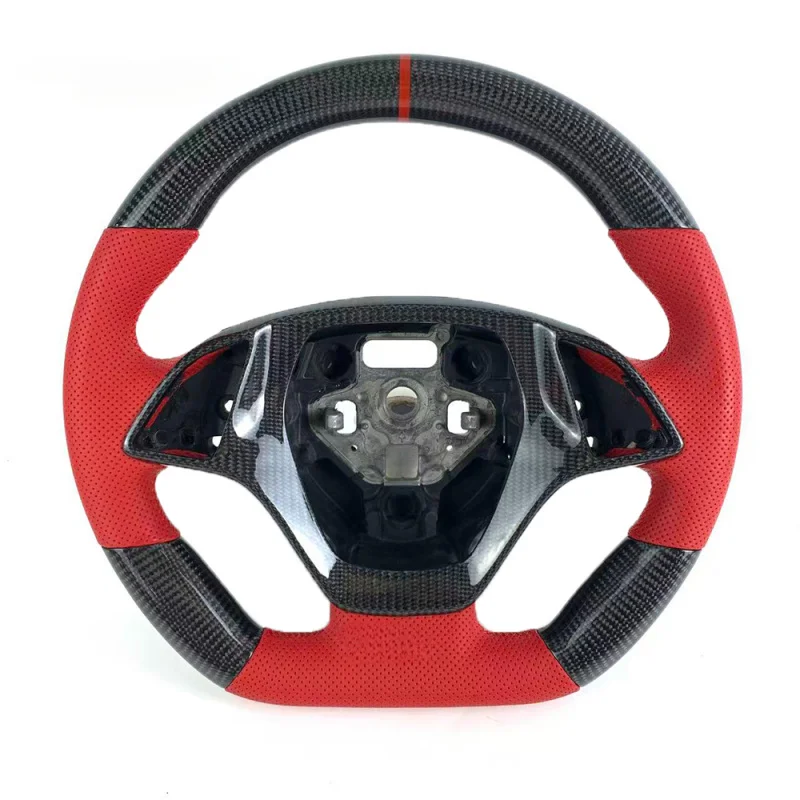 

For Chevrolet Corvette C7/C6/C8/Camaro/Cruze SS/ZL1/Z06 Customizable Red Upgraded Carbon Fiber Steering Wheel | 2010-2019