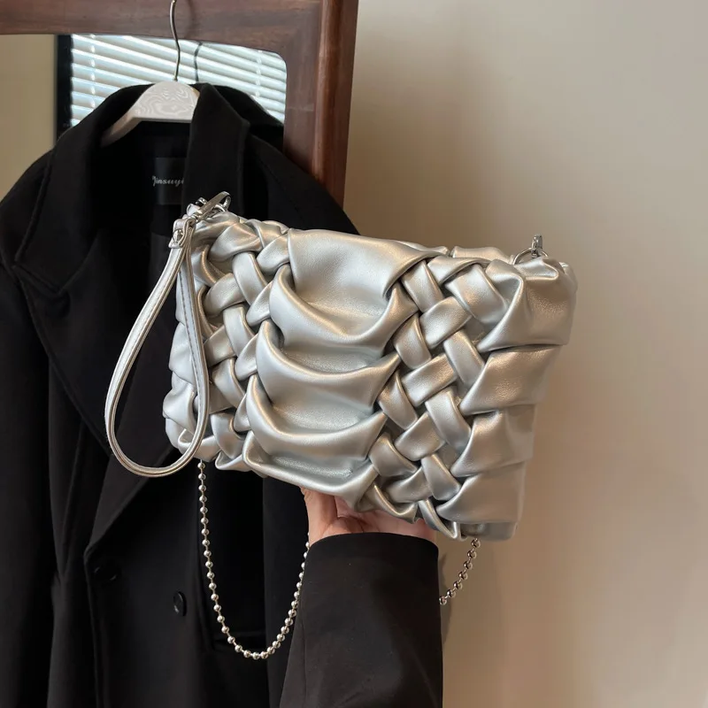 

2025 Popular Womens Underarm Square Bag Fashion Woven Crossbody Shoulder Purse Versatile Textured Small Handbag​