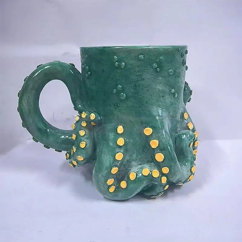 Medieval Mug Dark Blue Viking Beer Mug Pirate Mug Octopus Design For Fantasy Collections Office Desk Home Decor